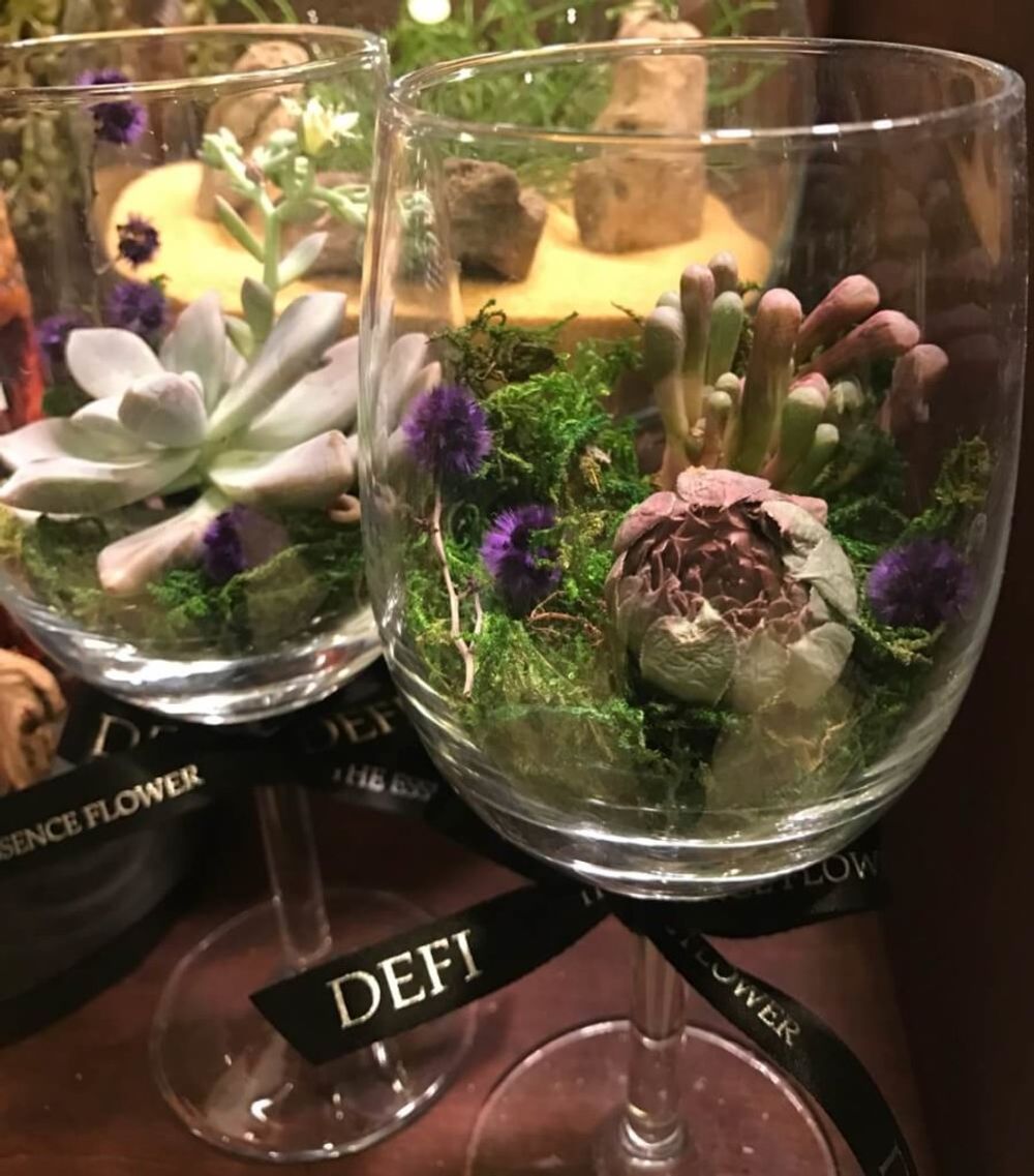 ワイングラス　多肉植物　鉢　花瓶