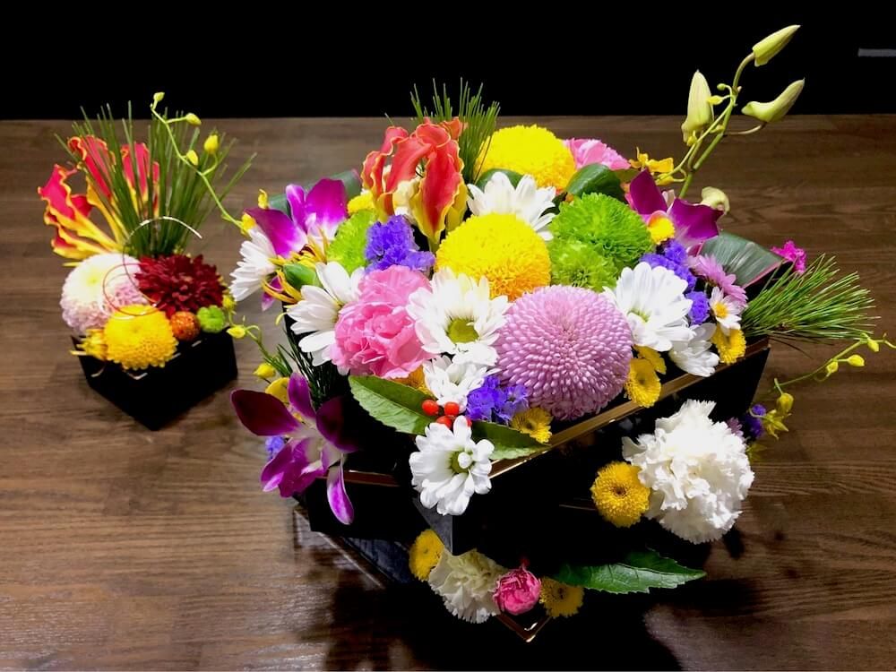 正月　新年　フラワーアレンジメント　花おせち