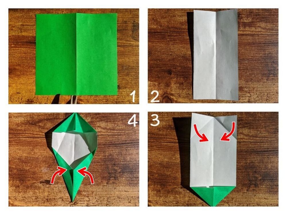 折り紙　チューリップ　花　葉　茎　折り方