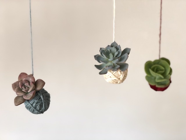 多肉植物の麻ひも玉のつくり方