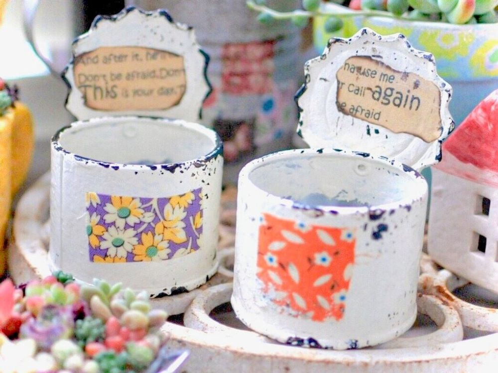 リメ缶　多肉植物　寄せ植え