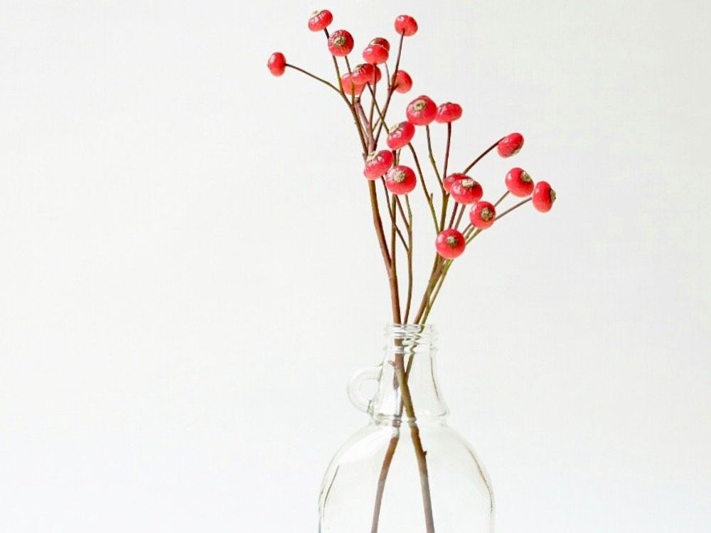 バラの実　枝もの　アレンジ　花瓶