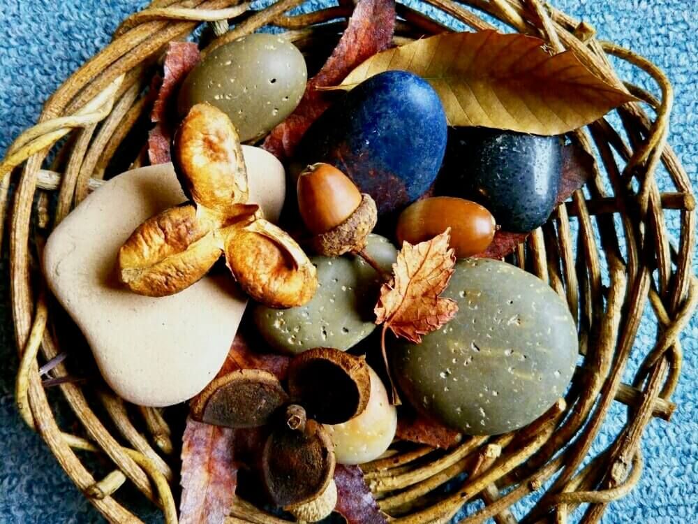 和風　花かご　アレンジ　木ノ実