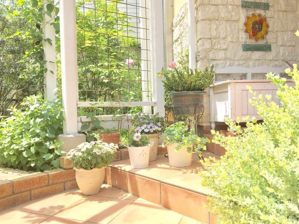 玄関　アプローチ　植物　花　ガーデニング
