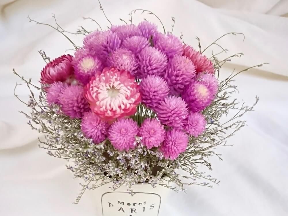 センニチコウ　千日紅　花瓶　アレンジ