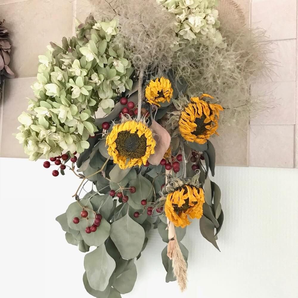 ひまわり　ドライフラワー　ヒマワリ　スワッグ